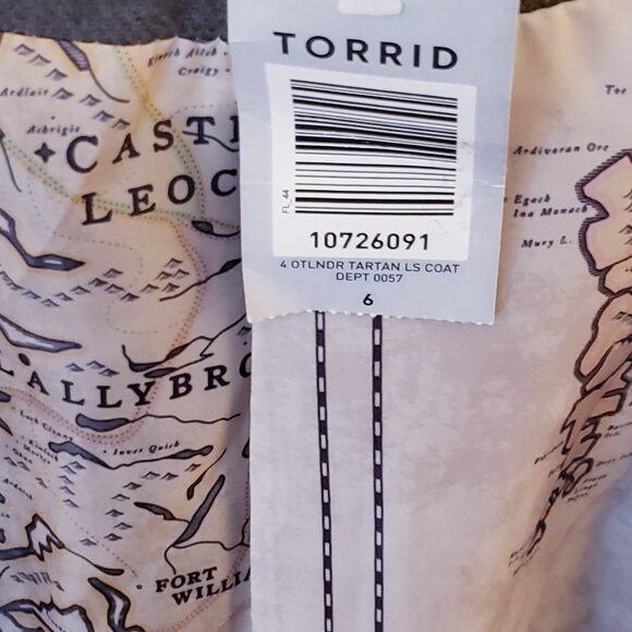 OUTLANDER SERIES EXCLUSIVE TORRID COLLECTION TARTAN GREEN PLAID FIT &FLARE COAT - Picture 10 of 12